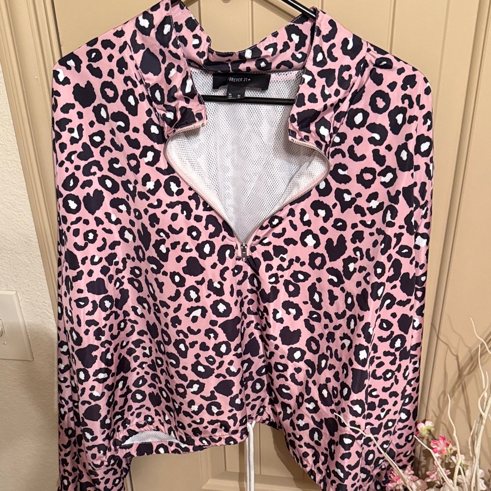 Pink Leopard Print Crop Jacket sz 3x